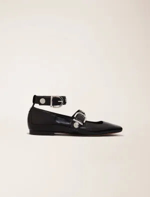 Studded leather mary jane pumps