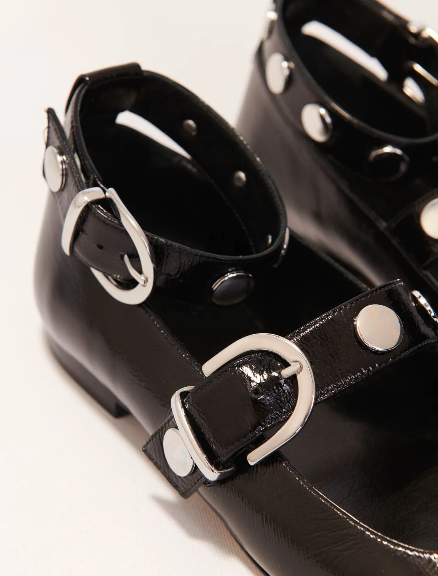 Studded leather mary jane pumps