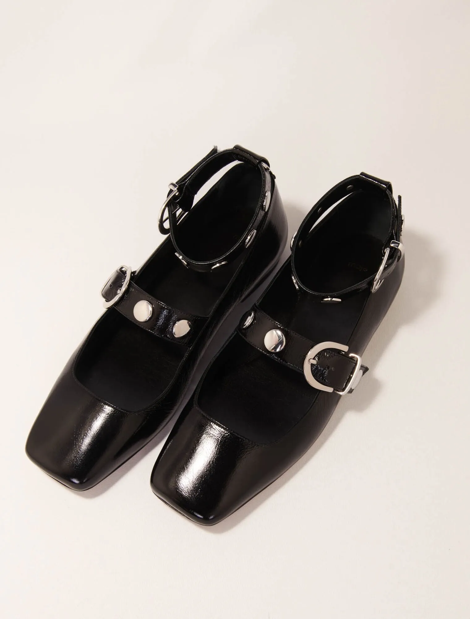 Studded leather mary jane pumps