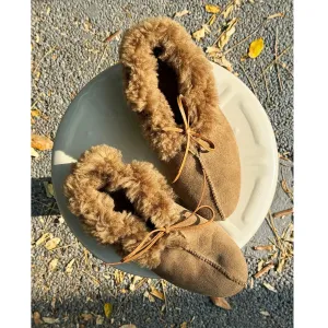Suede Fur-Lined Slippers