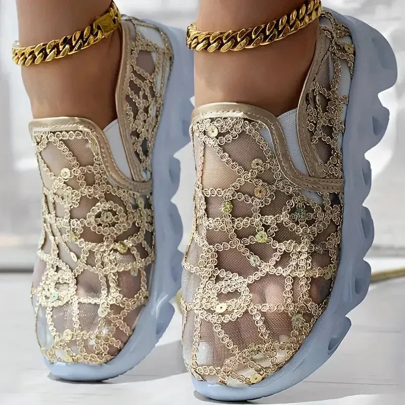 Summer Mesh Embroidery Loafers