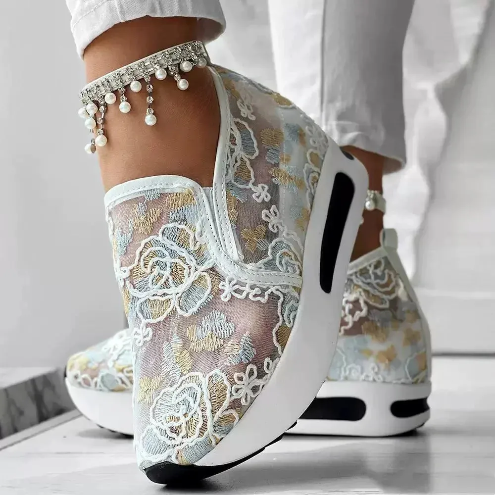 Summer Mesh Embroidery Loafers