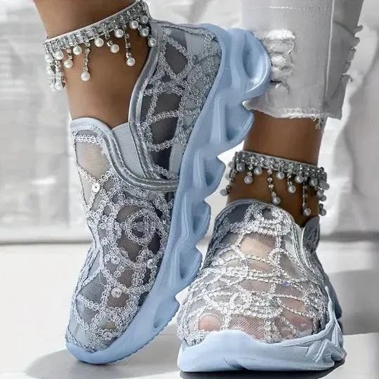 Summer Mesh Embroidery Loafers