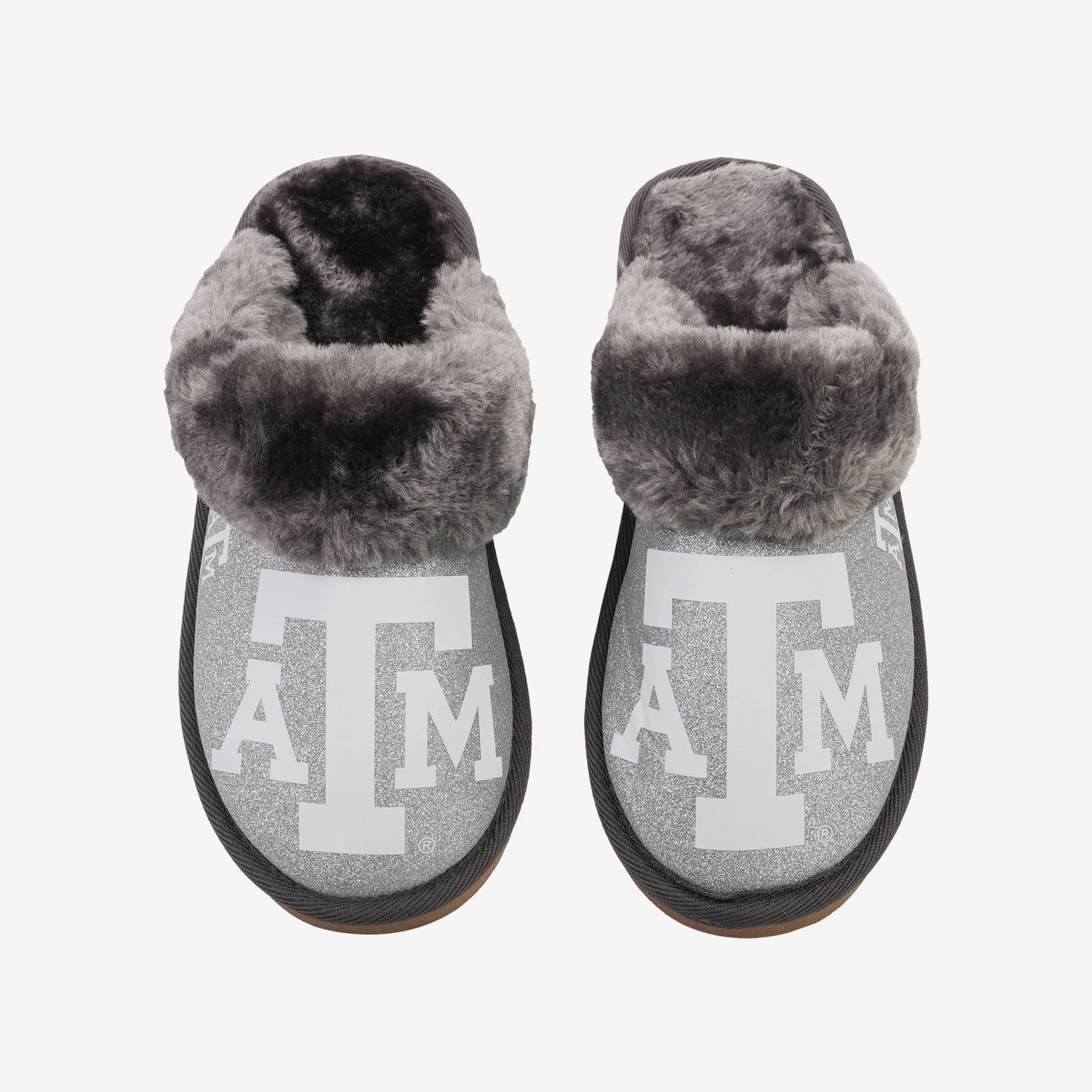 Texas A&M Aggies Womens Glitter Open Back Fur Moccasin Slipper