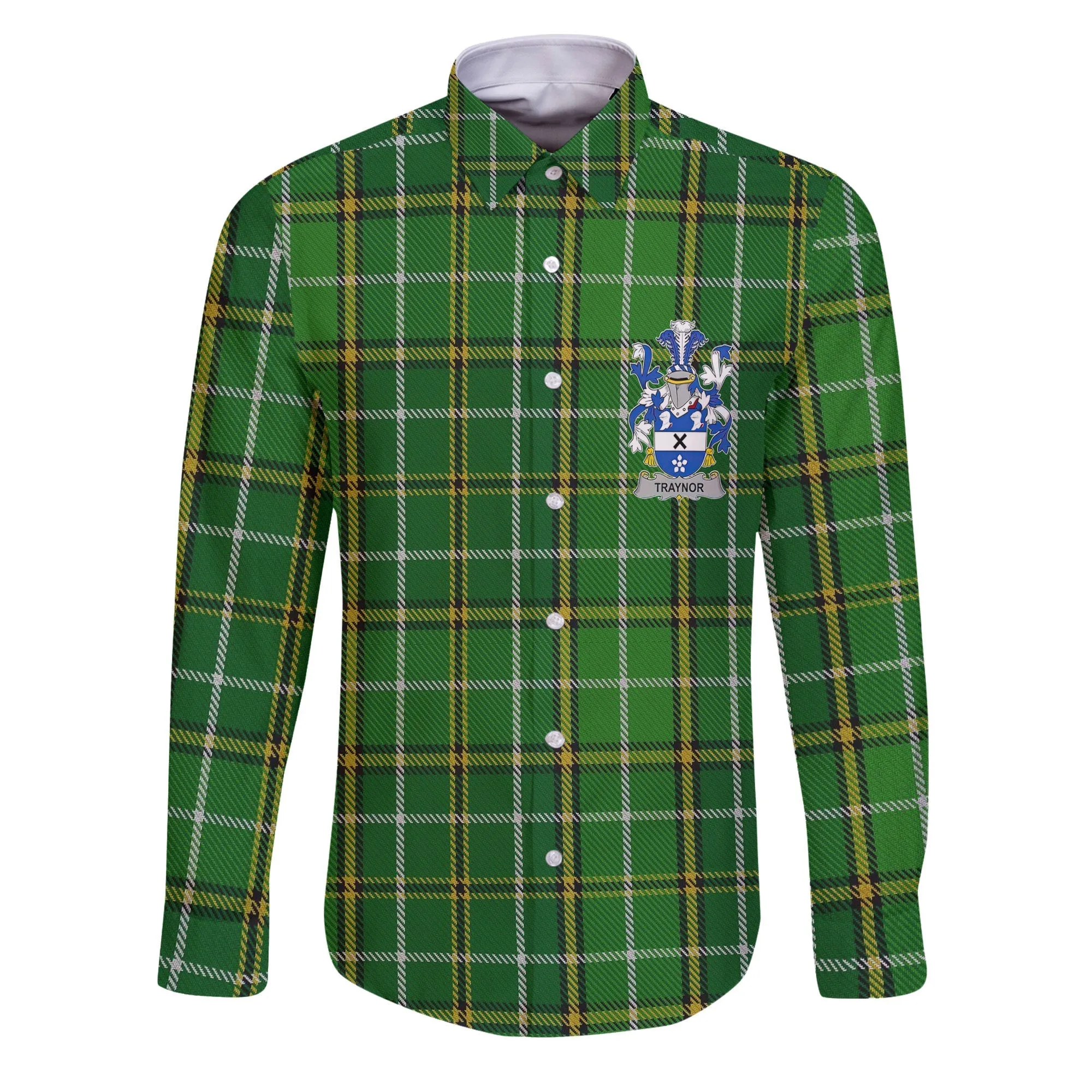 Traynor or Trainer Long Sleeve Button Shirts Crest And National Plaid Style