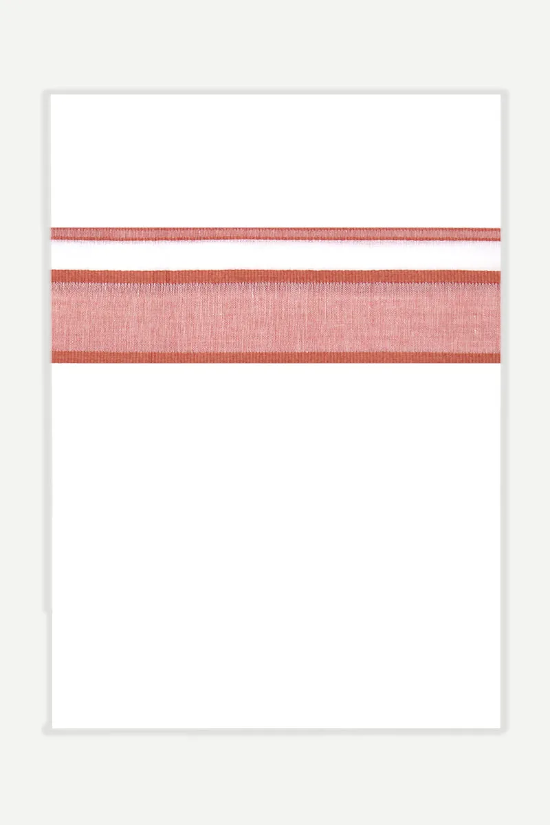Unique Navya - Peach Red Smooth Cotton Double Layered Dhoti With Fancy Borders | Uathayam