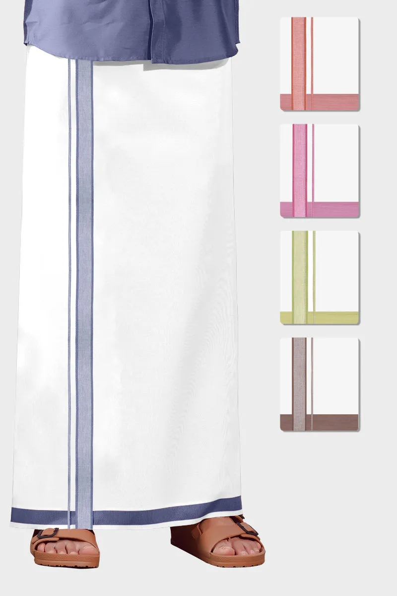 Unique Navya - Peach Red Smooth Cotton Double Layered Dhoti With Fancy Borders | Uathayam