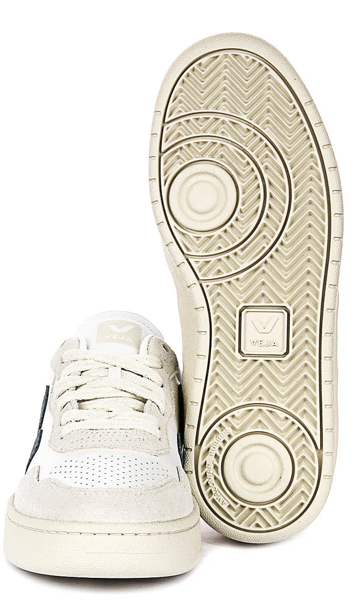 Veja V-90 O. T. Leather In White Blue For Women