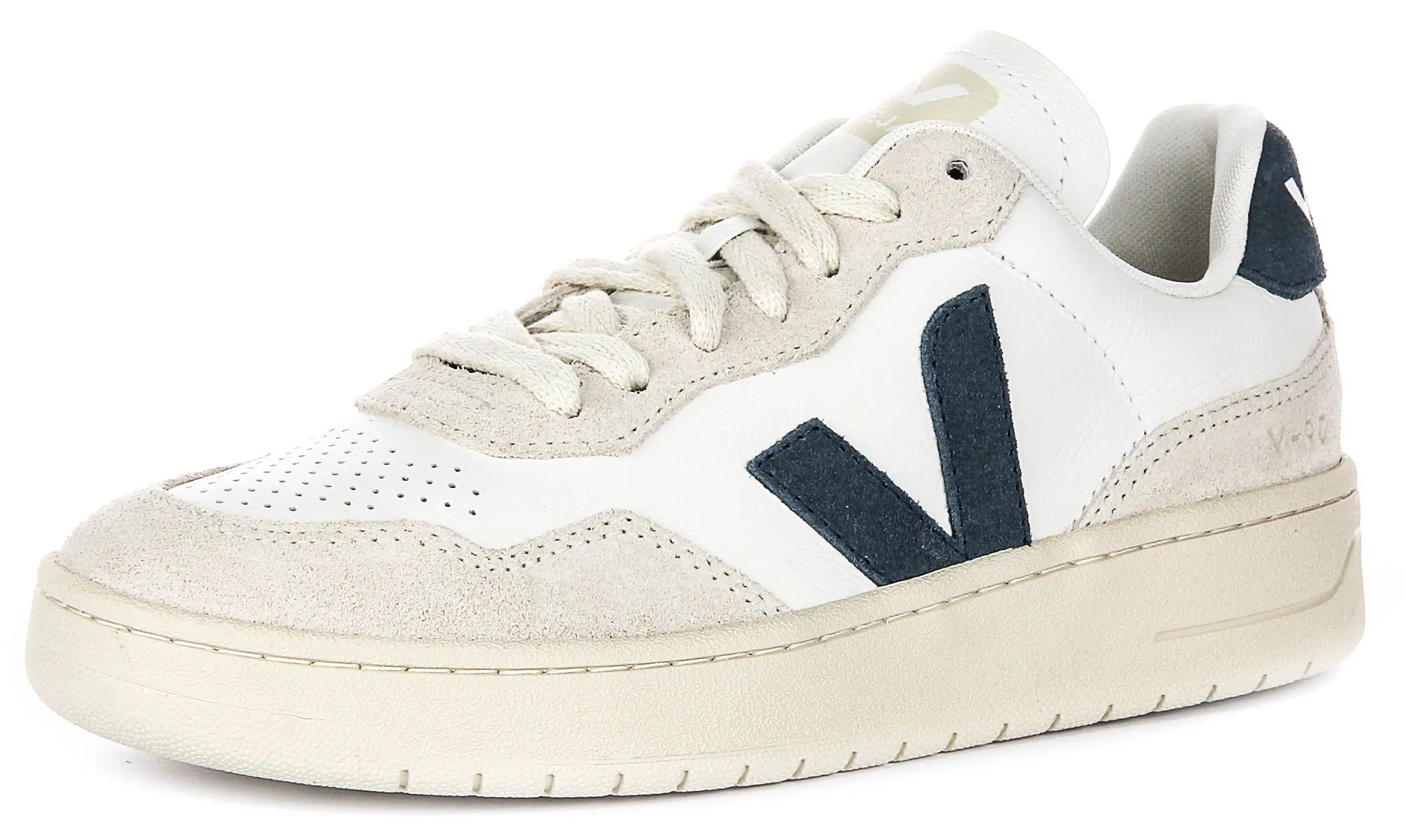 Veja V-90 O. T. Leather In White Blue For Women