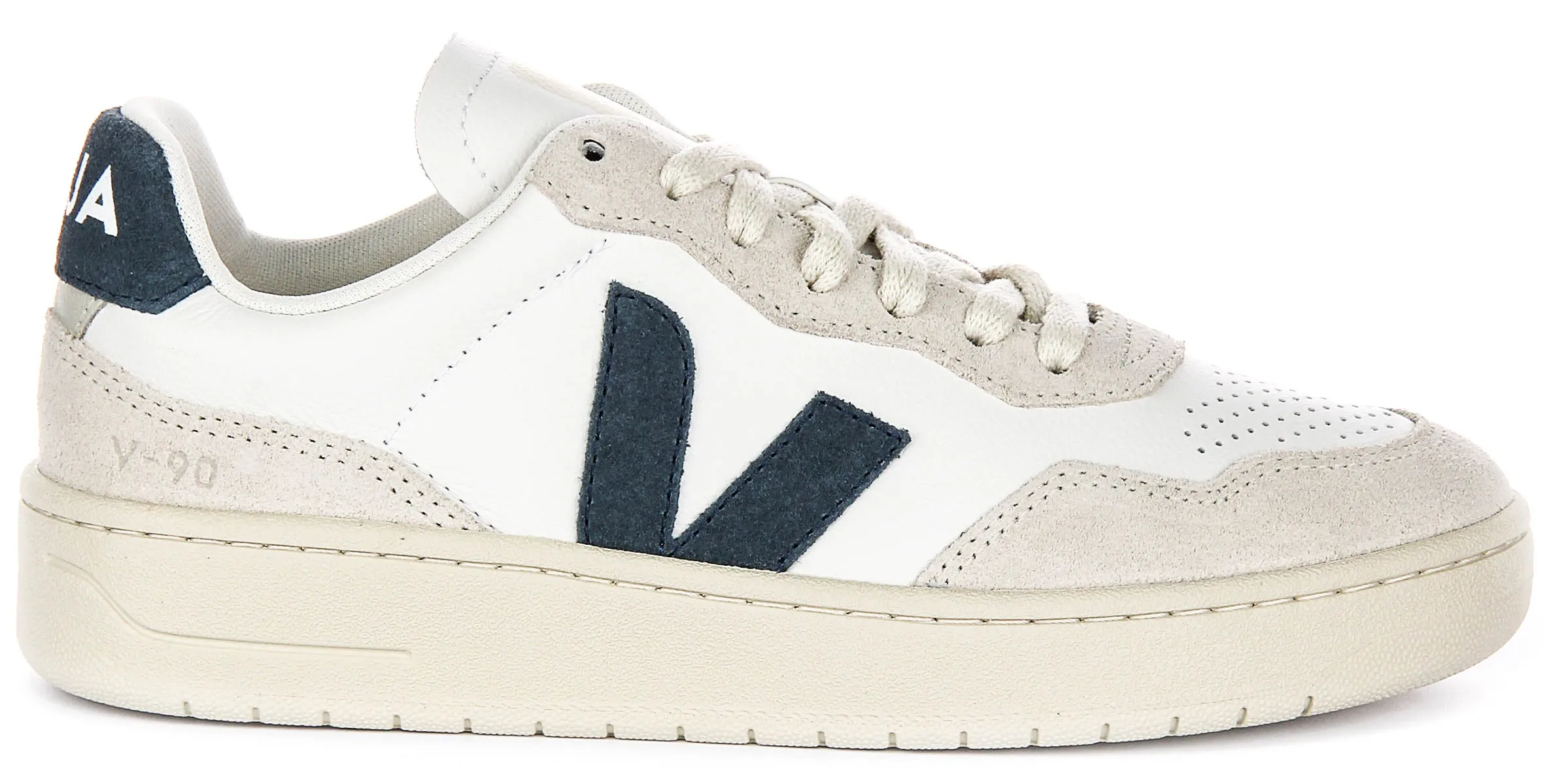 Veja V-90 O. T. Leather In White Blue For Women