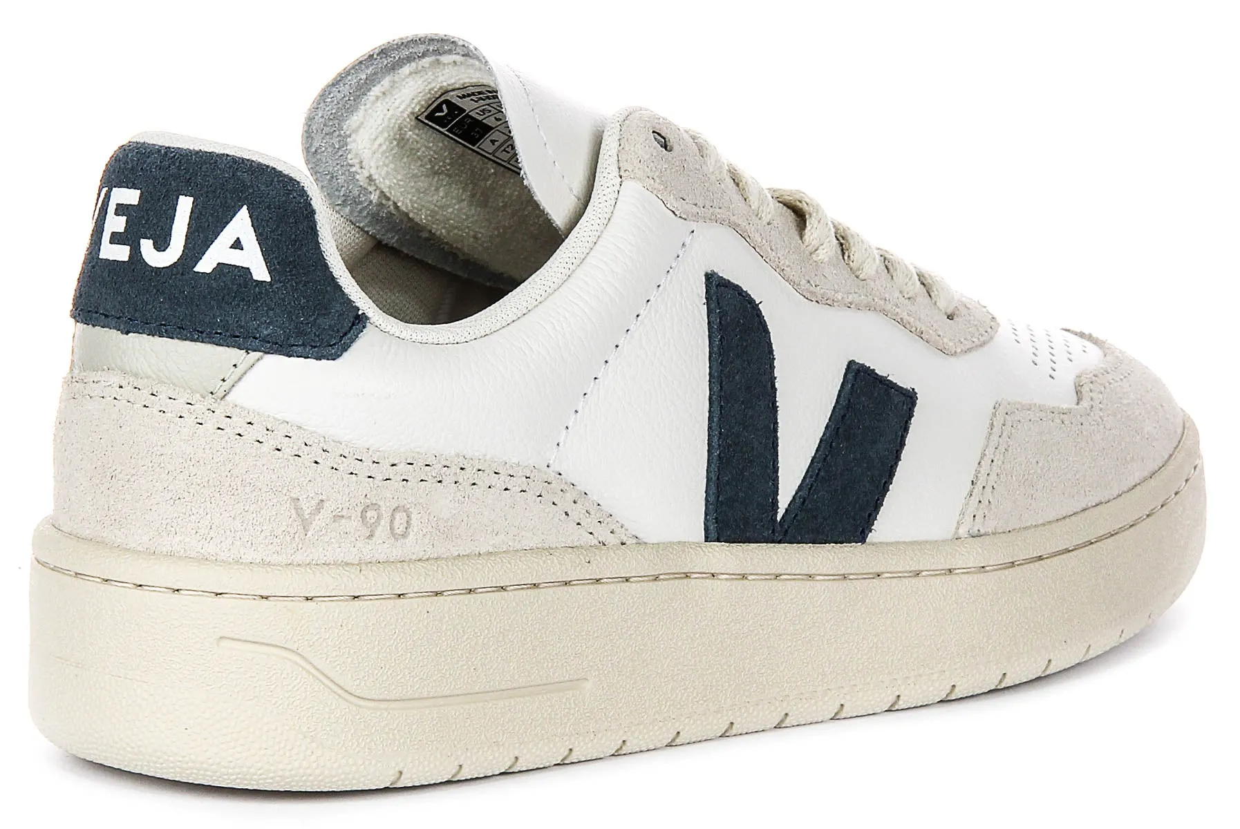 Veja V-90 O. T. Leather In White Blue For Women
