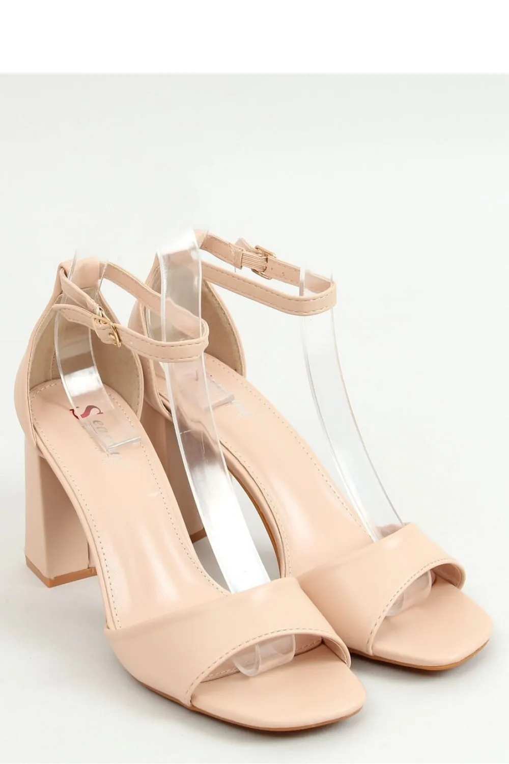 Women's Beige Block Heel Sandals