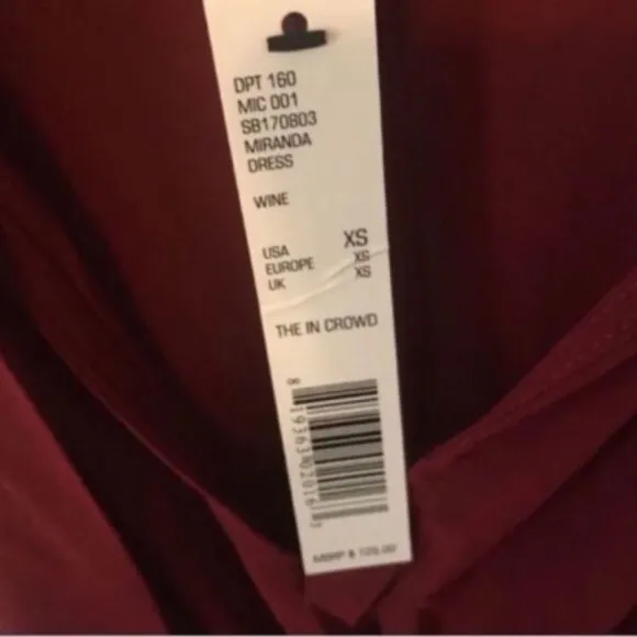 Women’s NWT Gianni Bini Burgundy Miranda Dress