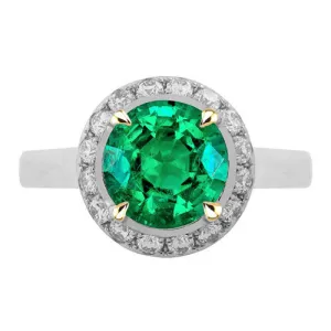 Women’s Trendy Halo Ring Green Emerald Engagement Jewelry