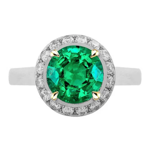 Women’s Trendy Halo Ring Green Emerald Engagement Jewelry