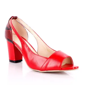 Zara Classic Ladies Open Toe Red Thick Heels Shoe